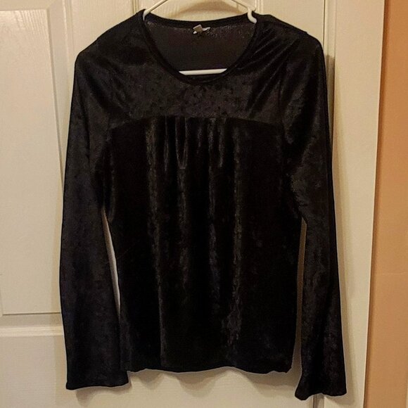 SWEET PEA BLACK  WHIMSYGOTH FAIRYDOLL VELOUR LS TOP M - Picture 2 of 7